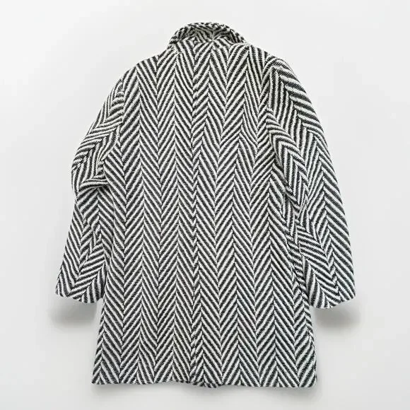 Lovestitch Cream Black Chevron Coat Large L NWT New - Picture 2 of 10